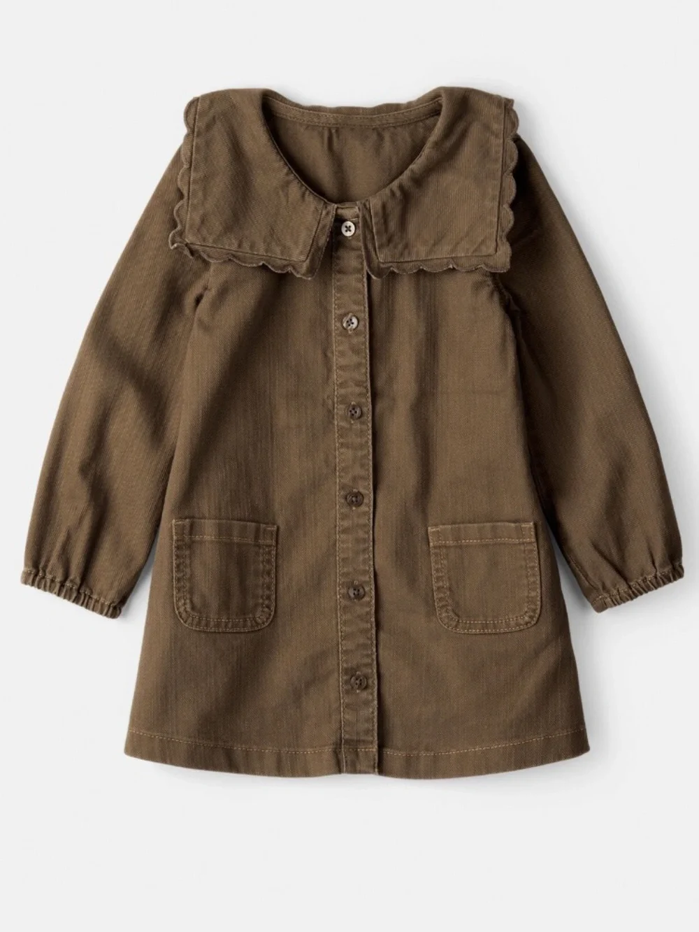 Carters 2T Scalloped Collar Button-Front Dress Jacket Brown 100% Cotton Dress